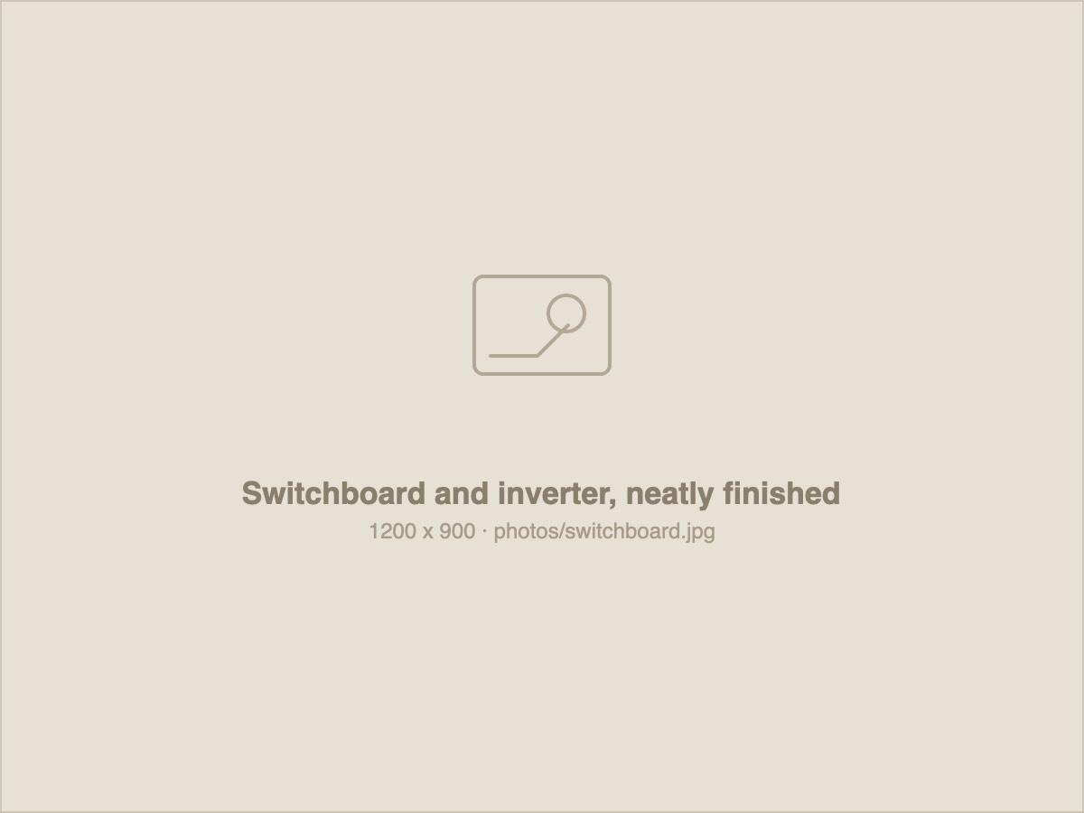 A switchboard and inverter left neatly finished after an installation.